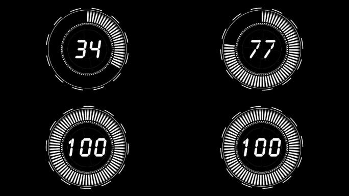 4K高科技百分比加载进度条通道视频银色