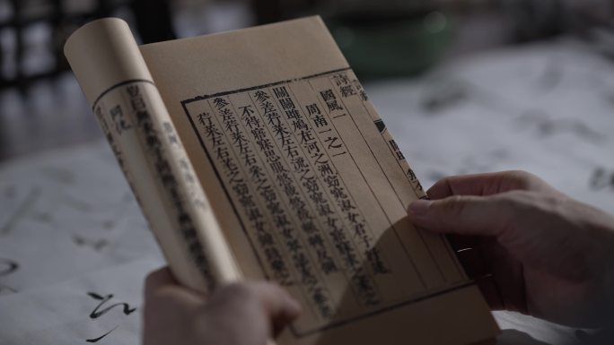 古代文人书房翻书学习中国传统文学诗经