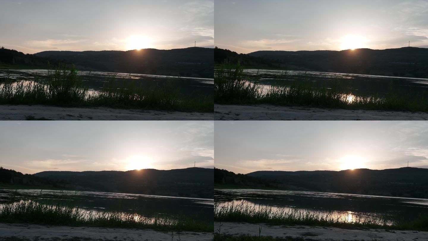 河畔夕阳4k实拍