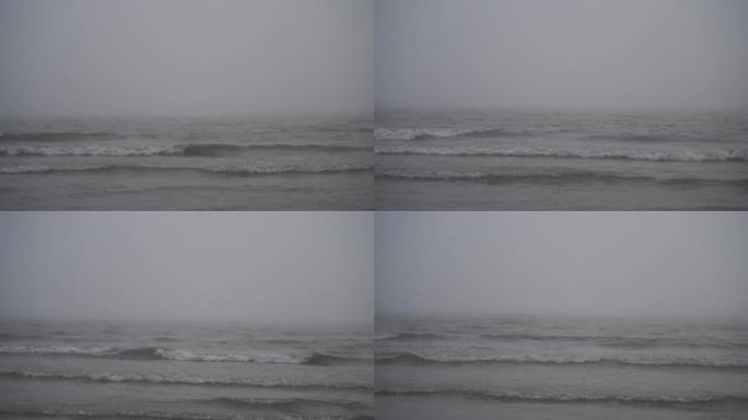 阴天大海阴雨天雾天海边沙滩下雨天海浪海滩