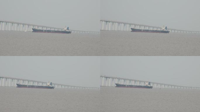 杭州湾跨海大桥大轮船通行8K实拍