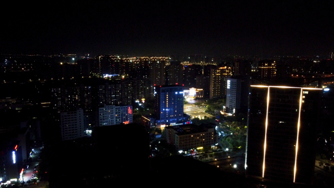 城市夜景航拍，万家灯火，电力，嘉兴航拍