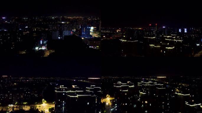 城市夜景航拍，万家灯火，电力，嘉兴航拍