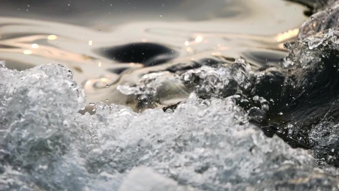 流水水域溪流水花酒水水流水升格视频