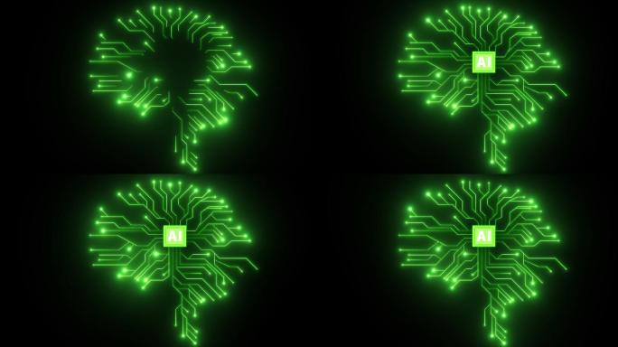 AI芯片大脑科技线条8-alpha通道