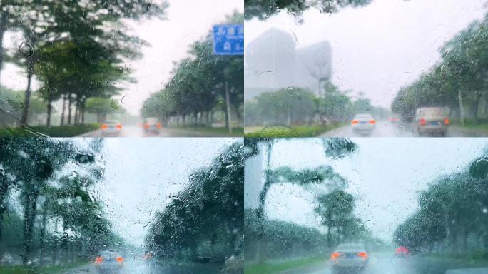 4K暴风雨马路上汽车雨刮器-2