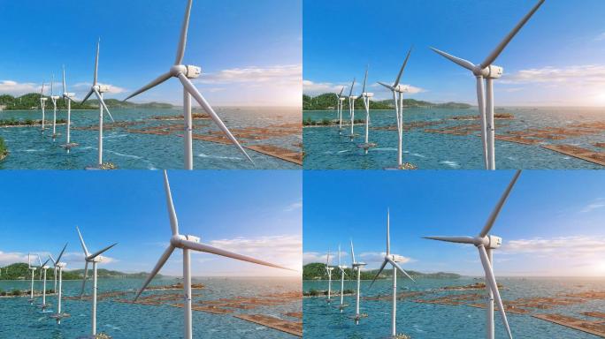 3Dmax海上风电风机三维动画素材03