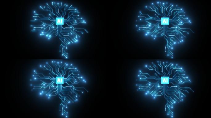 AI芯片大脑科技线条3-alpha通道