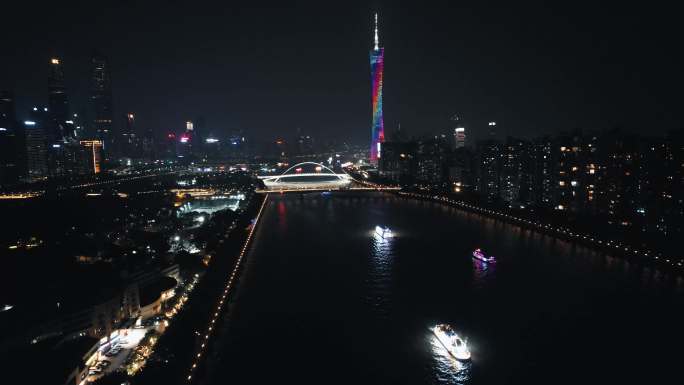4K航拍视觉广州珠江新城小蛮腰空镜头4