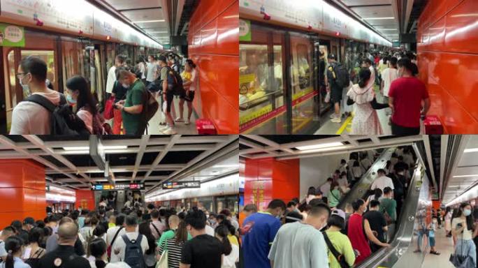 广州地铁3号线 下班高峰人流