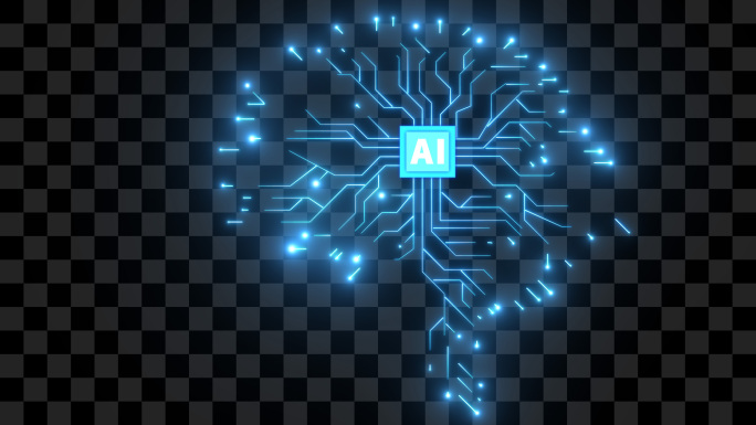 AI芯片大脑科技线条5-alpha通道