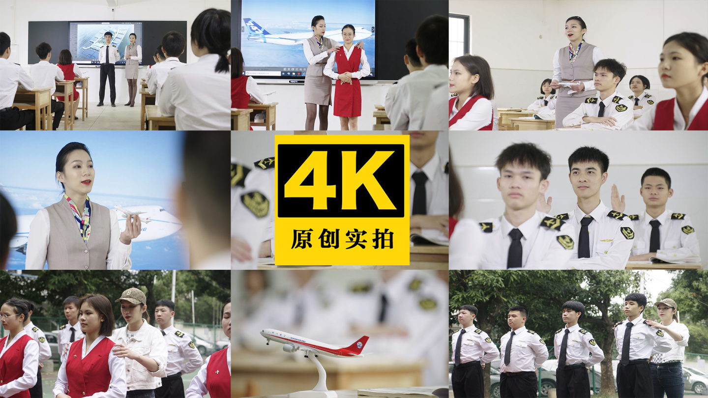 民航航空学员培训空姐礼仪学生民航制服4K