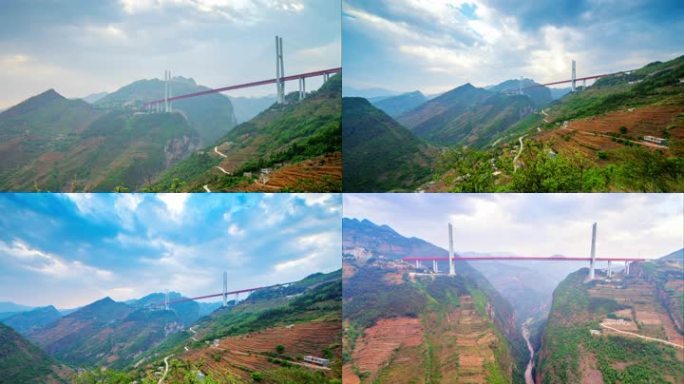 北盘江第一大桥航拍延时摄影素材