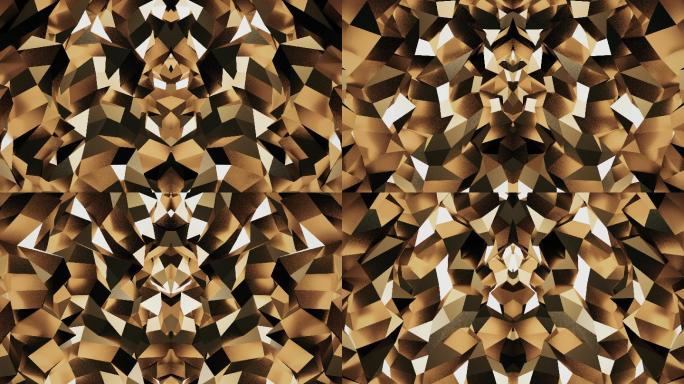 【4K时尚背景】黑金几何璀璨镜像抽象图形