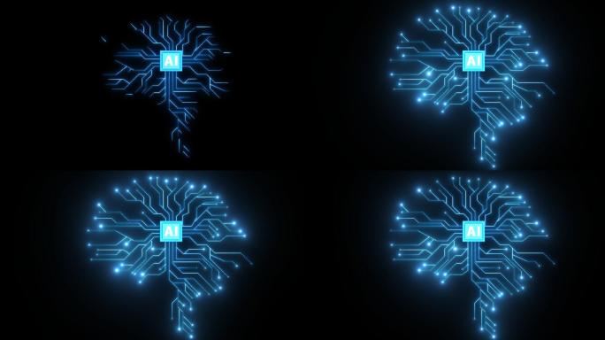 AI芯片大脑科技线条1-alpha通道