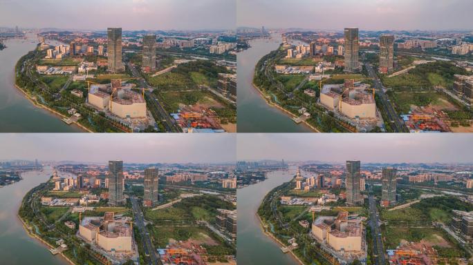 广州国际生物岛建筑群延时摄影航拍