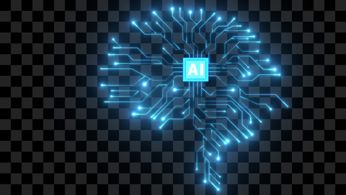 AI芯片大脑科技线条4-alpha通道
