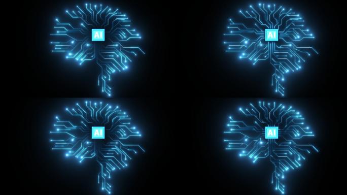 AI芯片大脑科技线条4-alpha通道