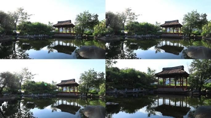 池塘凉亭 中国古典建筑 院落 园林