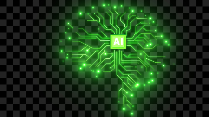 AI芯片大脑科技线条11-alpha通道