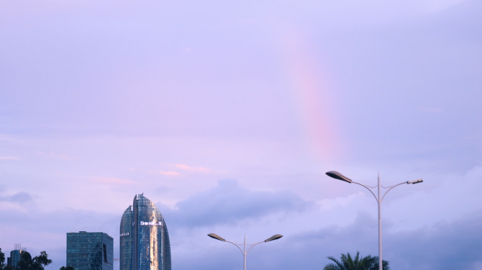 4k 彩虹 雨过天晴 城市 厦门双子塔
