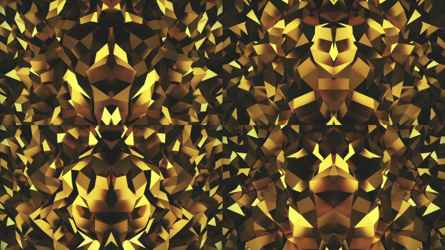 【4K时尚背景】幻影黄金璀璨镜像抽象图形