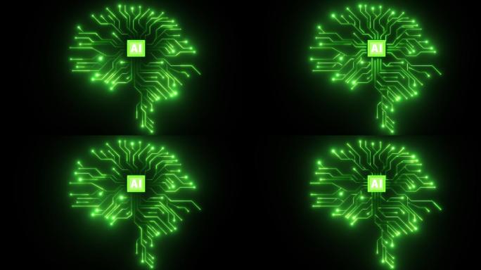 AI芯片大脑科技线条10-alpha通道