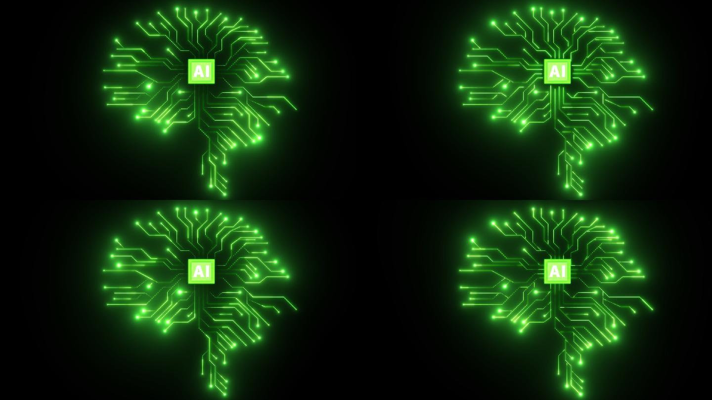 AI芯片大脑科技线条10-alpha通道