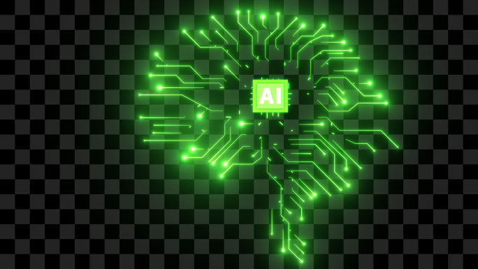 AI芯片大脑科技线条12-alpha通道
