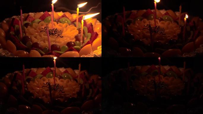 许愿 庆祝 生日蛋糕吹蜡烛