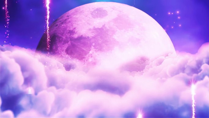 梦幻大气唯美云层云海月亮背景视频素材