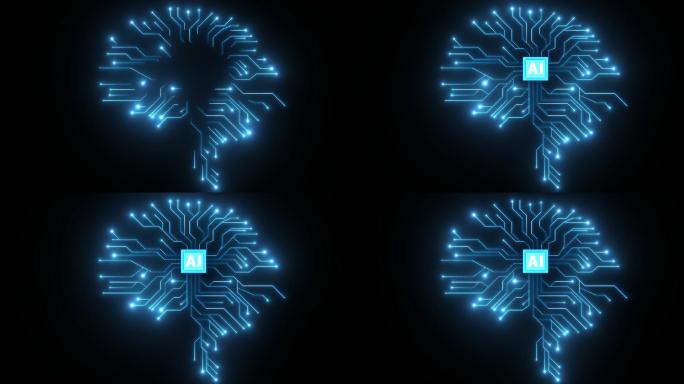 AI芯片大脑科技线条2-alpha通道