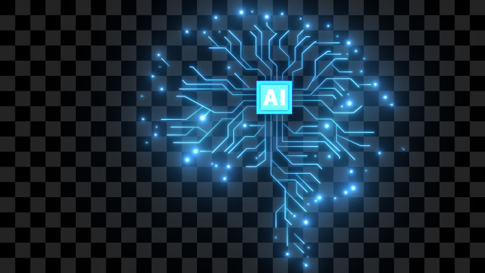 AI芯片大脑科技线条6-alpha通道