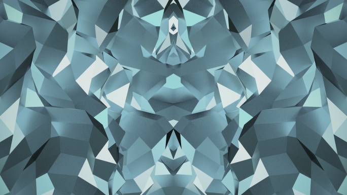 【4K时尚背景】冰蓝空间几何立体镜像图形