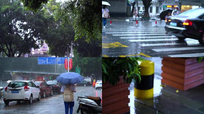 雨 水滴 雨滴 雨中行人