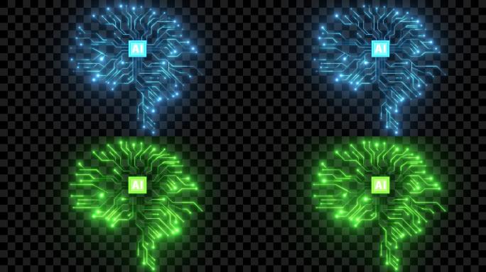 AI芯片大脑科技线条AE模板