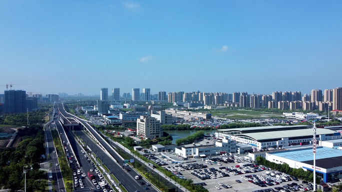 城市航拍，城市交通，嘉兴航拍，江南城市