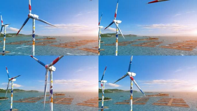 3Dmax海上风电风机三维动画素材08