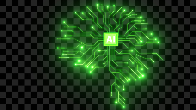 AI芯片大脑科技线条9-alpha通道