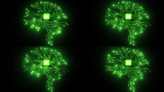 AI芯片大脑科技线条9-alpha通道