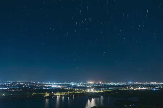 城市夜空星轨延时摄影