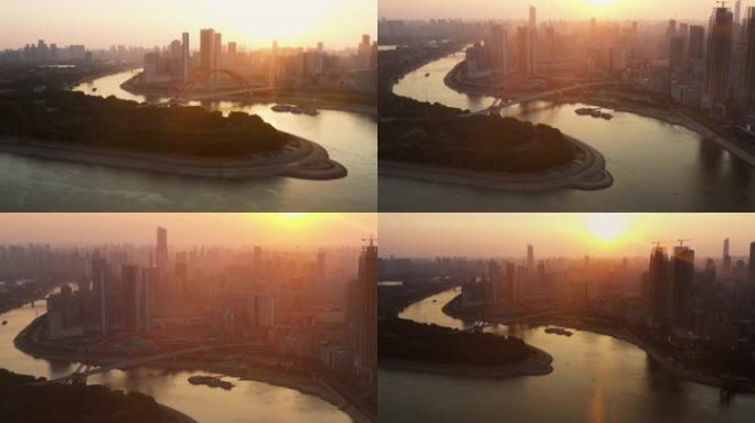 武汉南岸嘴大气唯美航拍视频素材