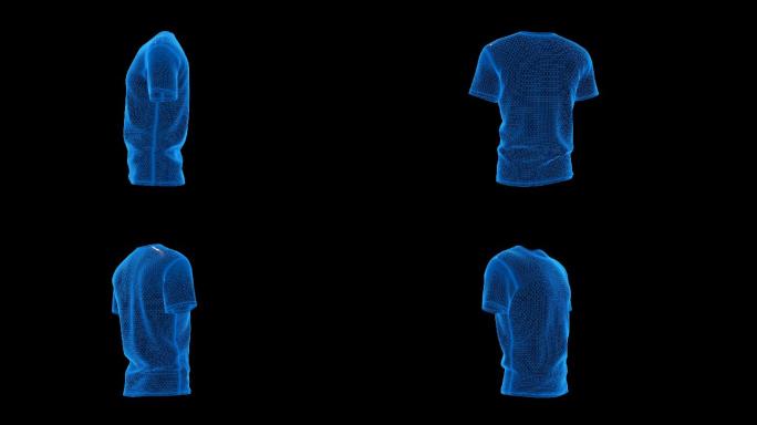 蓝色科技线条短袖T恤透明通道素材