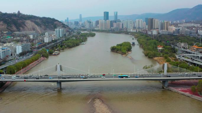 航拍兰州小西湖立交桥