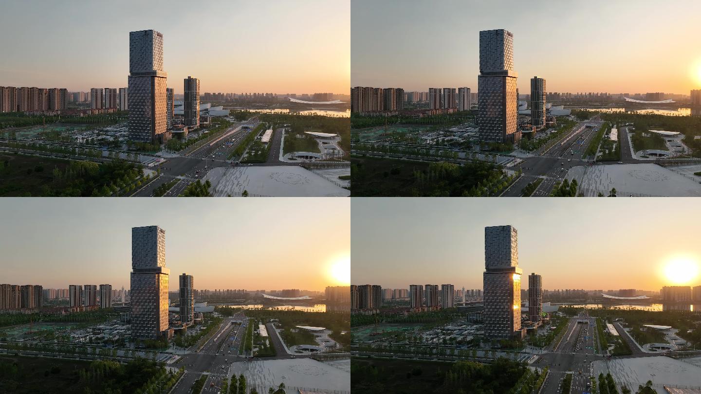 西安国际港务区奥体中心建筑群4K航拍