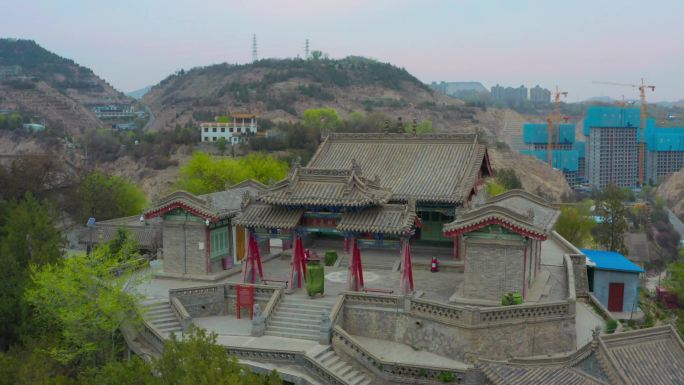 航拍兰州白塔山白塔寺