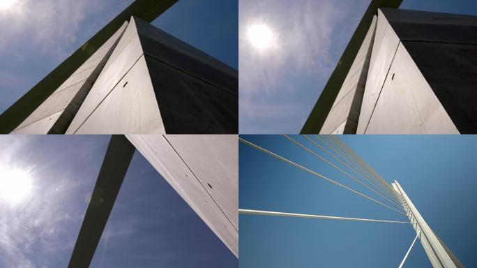 法国米约高架桥仰视特写镜头