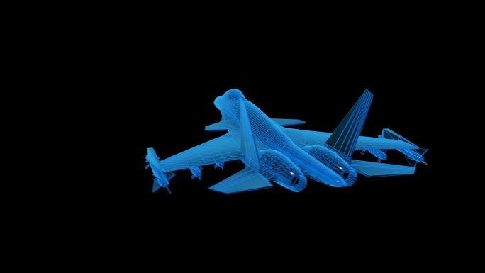 蓝色科技线条战斗机透明通道素材