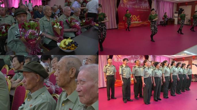 八一建军节光荣院老兵献花表演节目慰问老兵