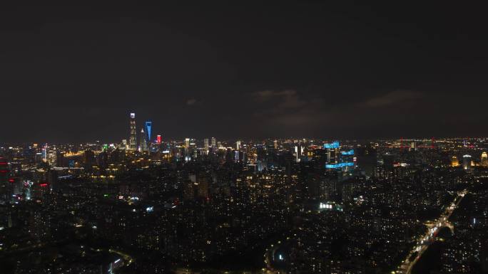 上海浦东花木夜景航拍延时